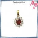 Pendentif marguerite rouge plaqué or