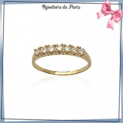 Demi-alliance plaqué or et zirconiums