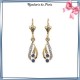 Boucles d'oreilles dormeuses saphir plaqué or - La Bijouterie de Paris