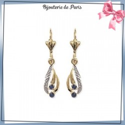 Boucles d'oreilles dormeuses saphir plaqué or