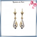 Boucles d'oreilles dormeuses saphir plaqué or