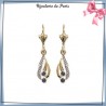 Boucles d'oreilles dormeuses saphir plaqué or - La Bijouterie de Paris