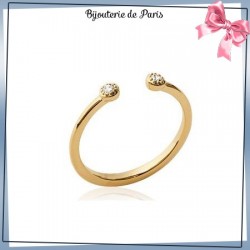 Bague ouverte pastilles en plaqué or et zirconiums