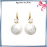 Boucles d'oreilles brisures perles en plaqué or et zirconium - La Bijouterie de Paris