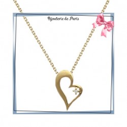 Collier coeur plaqué or strass - La Bijouterie de Paris