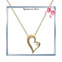 Collier coeur plaqué or strass