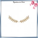 Bijoux contours d'oreilles plaqué or et zirconiums laurier