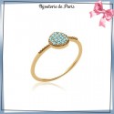 Bague pastille bleu turquoise plaqué or
