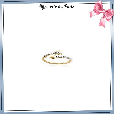 Bague flèche en plaqué or et zirconiums - La Bijouterie de Paris