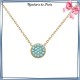 Collier pastille bleu turquoise plaqué or - La Bijouterie de Paris
