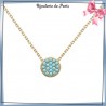 Collier pastille bleu turquoise plaqué or - La Bijouterie de Paris