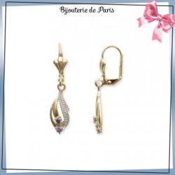 Boucles d'oreilles dormeuses améthyste plaqué or