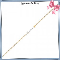 Bracelet flèche plaqué or et zirconiums