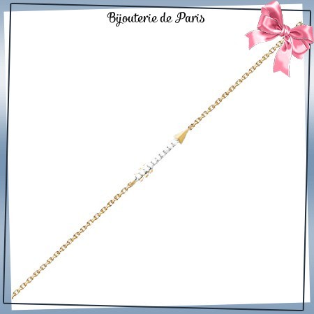 Bracelet flèche plaqué or et zirconiums - La Bijouterie de Paris