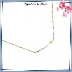 Collier flèche plaqué or et zirconiums