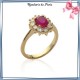Bague marguerite rouge plaqué or zirconium - La Bijouterie de Paris