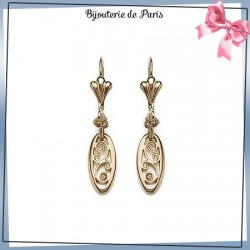 Boucles d'oreilles dormeuses filigrane ovale plaqué or