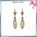 Boucles d'oreilles dormeuses filigrane ovale plaqué or