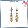 Boucles d'oreilles dormeuses filigrane ovale plaqué or - La Bijouterie de Paris