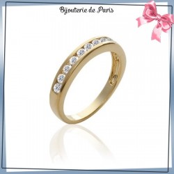 Demi-alliance plaqué or et zirconiums