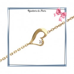 Bracelet coeur plaqué or strass - La Bijouterie de Paris